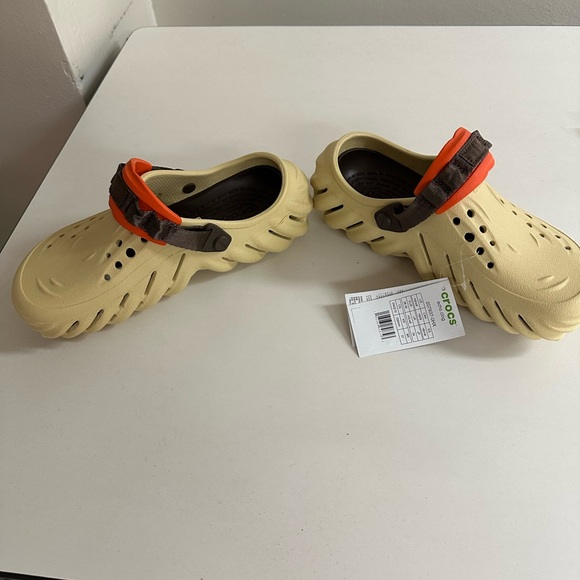 Echo Crocs Cream and Orange Mules Perforated Comfort Design Men’s 6/Women’s 8. - Picture 3 of 7